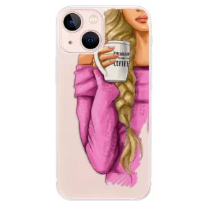 Odolné silikonové pouzdro iSaprio - My Coffe and Blond Girl - iPhone 13 mini