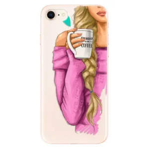 Odolné silikonové pouzdro iSaprio - My Coffe and Blond Girl - iPhone 8