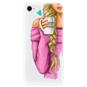 Odolné silikonové pouzdro iSaprio - My Coffe and Blond Girl - iPhone SE 2020