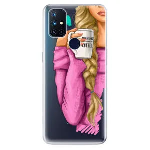 Odolné silikonové pouzdro iSaprio - My Coffe and Blond Girl - OnePlus Nord N10 5G