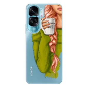 Odolné silikonové pouzdro iSaprio - My Coffe and Redhead Girl - Honor 90 Lite 5G