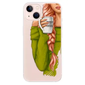 Odolné silikonové pouzdro iSaprio - My Coffe and Redhead Girl - iPhone 13