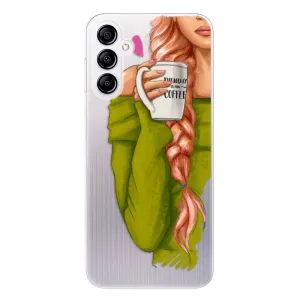 Odolné silikonové pouzdro iSaprio - My Coffe and Redhead Girl - Samsung Galaxy A14 / A14 5G