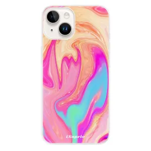 Odolné silikonové pouzdro iSaprio - Orange Liquid - iPhone 15
