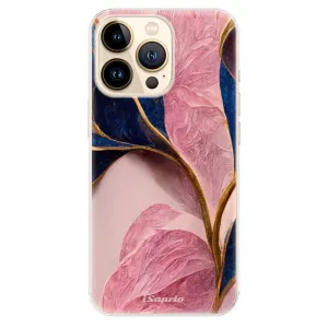Odolné silikonové pouzdro iSaprio - Pink Blue Leaves - iPhone 13 Pro Max