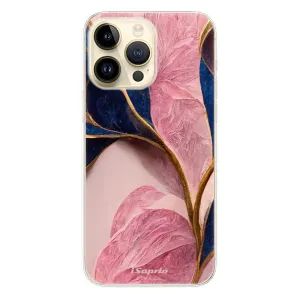 Odolné silikonové pouzdro iSaprio - Pink Blue Leaves - iPhone 14 Pro Max