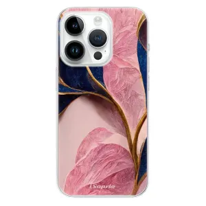 Odolné silikonové pouzdro iSaprio - Pink Blue Leaves - iPhone 15 Pro