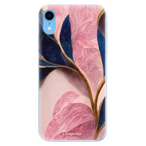 Odolné silikonové pouzdro iSaprio - Pink Blue Leaves - iPhone XR