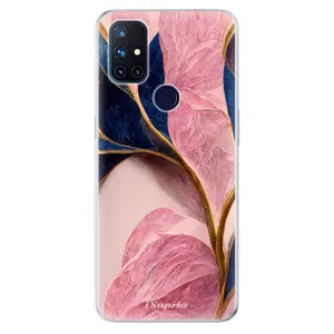 Odolné silikonové pouzdro iSaprio - Pink Blue Leaves - OnePlus Nord N10 5G