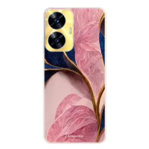 Odolné silikonové pouzdro iSaprio - Pink Blue Leaves - Realme C55