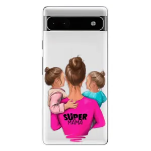 Odolné silikonové pouzdro iSaprio - Super Mama - Two Girls - Google Pixel 6a 5G