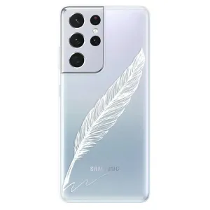 Odolné silikonové pouzdro iSaprio - Writing By Feather - white - Samsung Galaxy S21 Ultra