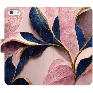 iSaprio flip pouzdro Pink Leaves pro iPhone 5/5S/SE