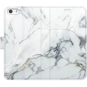 iSaprio flip pouzdro SilverMarble 15 pro iPhone 5/5S/SE