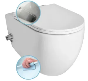 ISVEA INFINITY CLEANWASH závěsná WC mísa Rimless, integrovaná baterie a bidet. sprška, 36,5x53cm, bílá 10NFS1005I #5504852