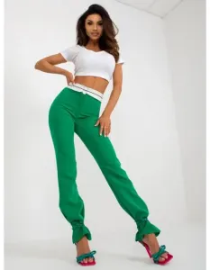 Dámské kalhoty s ohrnutým pasem SLAVA zelené