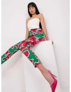 Dámské kalhoty s potiskem ANNIA zeleno-růžové