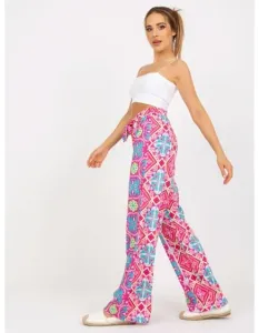 Dámské kalhoty se širokými nohavicemi a vzory PATY růžové