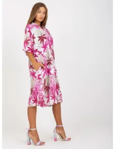 Dámské šaty s potisky letní oversize RIBA růžové