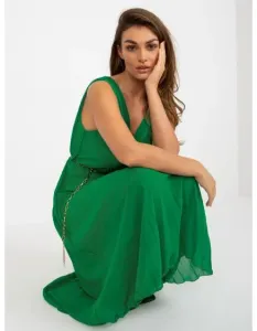 Dámské šaty s řetízkovým páskem midi EWIA zelené