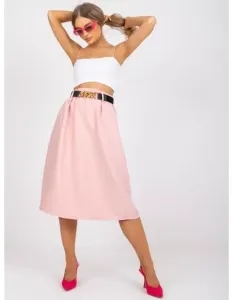 Dámská sukně s kapsami trapézová midi DAINA světle růžová