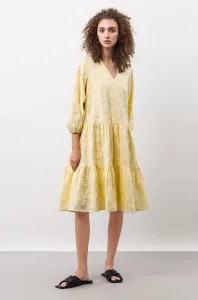 Bavlněné šaty Ivy & Oak béžová barva, mini, áčková #1982182