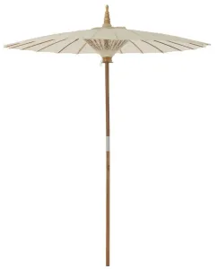 Béžový slunečník s dřevěnou tyčí Lorie Wood - ∅ 200*260 cm 42302