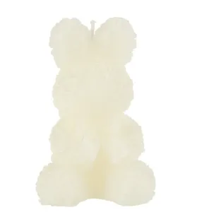 Bílá růžičková svíčka ve tvaru králíčka Rabbi Rose - 7*7*12 cm/ 8h 32270