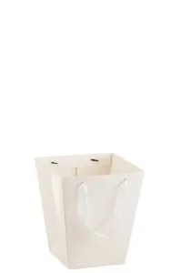 Bílý voděodolný květináč ve tvaru dárkové tašky - 22*22*25 cm 1440