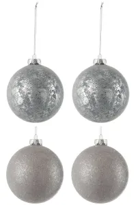 Box 4 ks stříbrno šedých vánočních koulí - 10*10*10 cm 76256