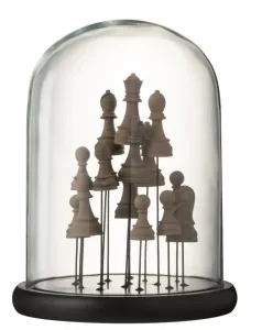 Dekorační podnos se skleněným poklopem Šachy - Ø 23*30 cm 2928