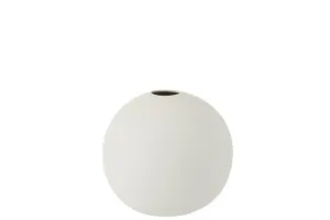 Bílá keramická kulatá váza Matt White M - 18*18*17 cm 1093