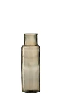 Hnědá úzká skleněná váza Cylinder M - 14,5*14,5*44,5 cm 4215