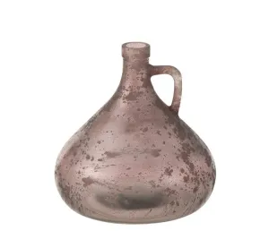 Růžová antik skleněná váza s ouškem Vannia - 17*17*18 cm 15965
