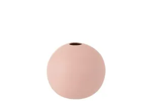 Světle růžová keramická kulatá váza Matt Pink M - 18,3*18,3*18 cm 1113