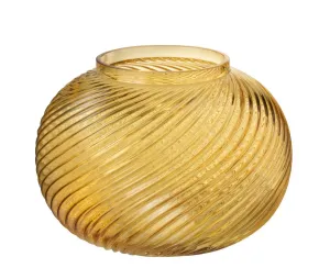 Žlutá skleněná kulatá váza Stripes L - Ø 20*17 cm 3665