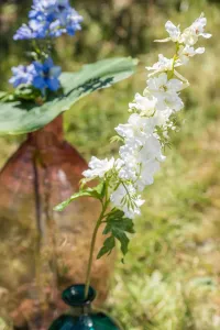 Dekorace umělá bílá květina Delphinium white - 10*10*94 cm 12436 #3624341