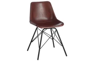 Hnědá designová židle Mocus potažená koženkou s kovovou konstrukcí - 46*49*79 cm 80391