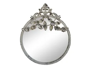 Krémové vintage nástěnné zrcadlo s květy Satien - Ø 32*3*40 cm 22024519 (22245-19) #3495345