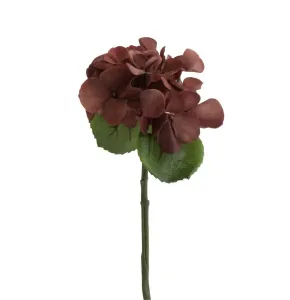 Hnědá dekorační květina Hortenzie - 12*32 cm 87861