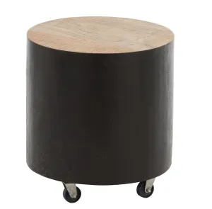 Dřevěný kulatý odkládací stolek na kolečkách Mirro - Ø 40*44cm 85214
