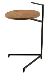 Černý kovový odkládací stolek s dřevěnou deskou Mango - Ø 35*42*65 cm 1524