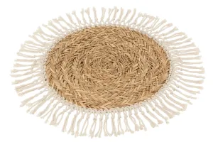 Přírodní pletené prostírání z mořské trávy s třásněmi - Ø 50*1.5 cm 20815