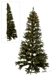 Poloviční umělý zelený dekorativní vánoční stromek s LED světýlky - 150*150*225 cm 5009
