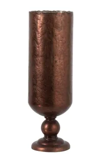 Měděná antik skleněná váza na noze Viose Rustic - Ø18*54 cm 86323
