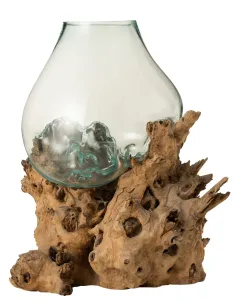 Váza z recyklovaného skla na dřevu Gamal - 83*78*78 cm 10855