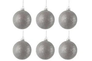Sada šedých vánočních koulí s flitry (6 ks) - 8*8*8 cm 76255