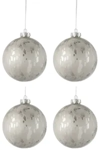 Sada stříbrných vánočních koulí s matnou patinou L ( 4ks) - 10*10*10 cm 76232