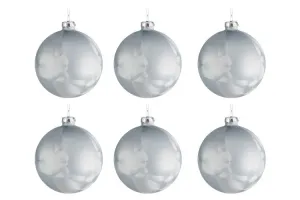 Sada vánočních koulí v matné modré barvě s dekorem - Ø 8*8,4 cm 65866