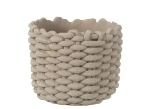 Šedý cementový obal na květináč ve tvaru košíku - Ø 20,5*17,5 cm 1080